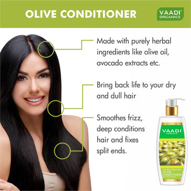 Vaadi Herbals Amla Shikakai Hair Fall and Damage Control Shampoo, 350ml with Olive Conditioner, 350ml